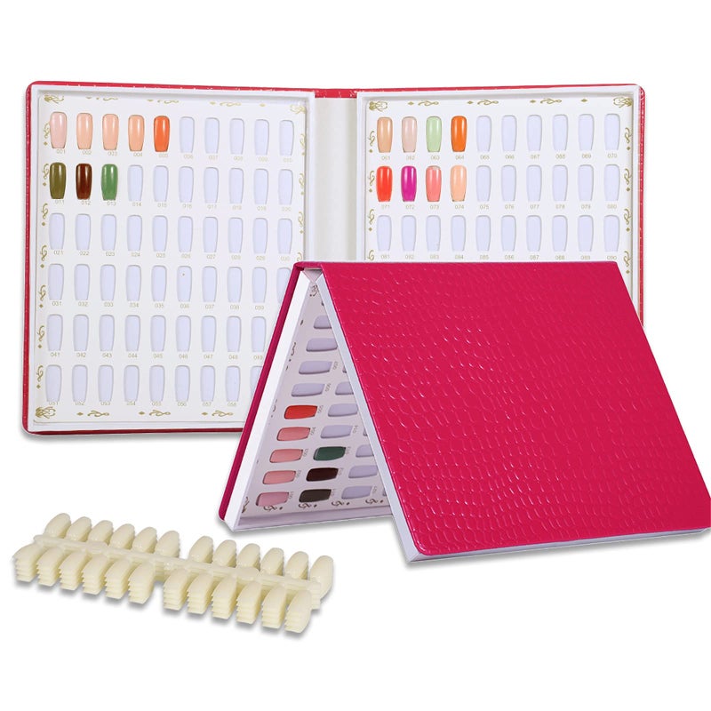 NMKL38 NMKL 120 Nail Color Chart Display Book for Nail Polish UV Gel Color Cards Nail Salon Tool with False Nail Tips (Black) (Rose) - Image 1
